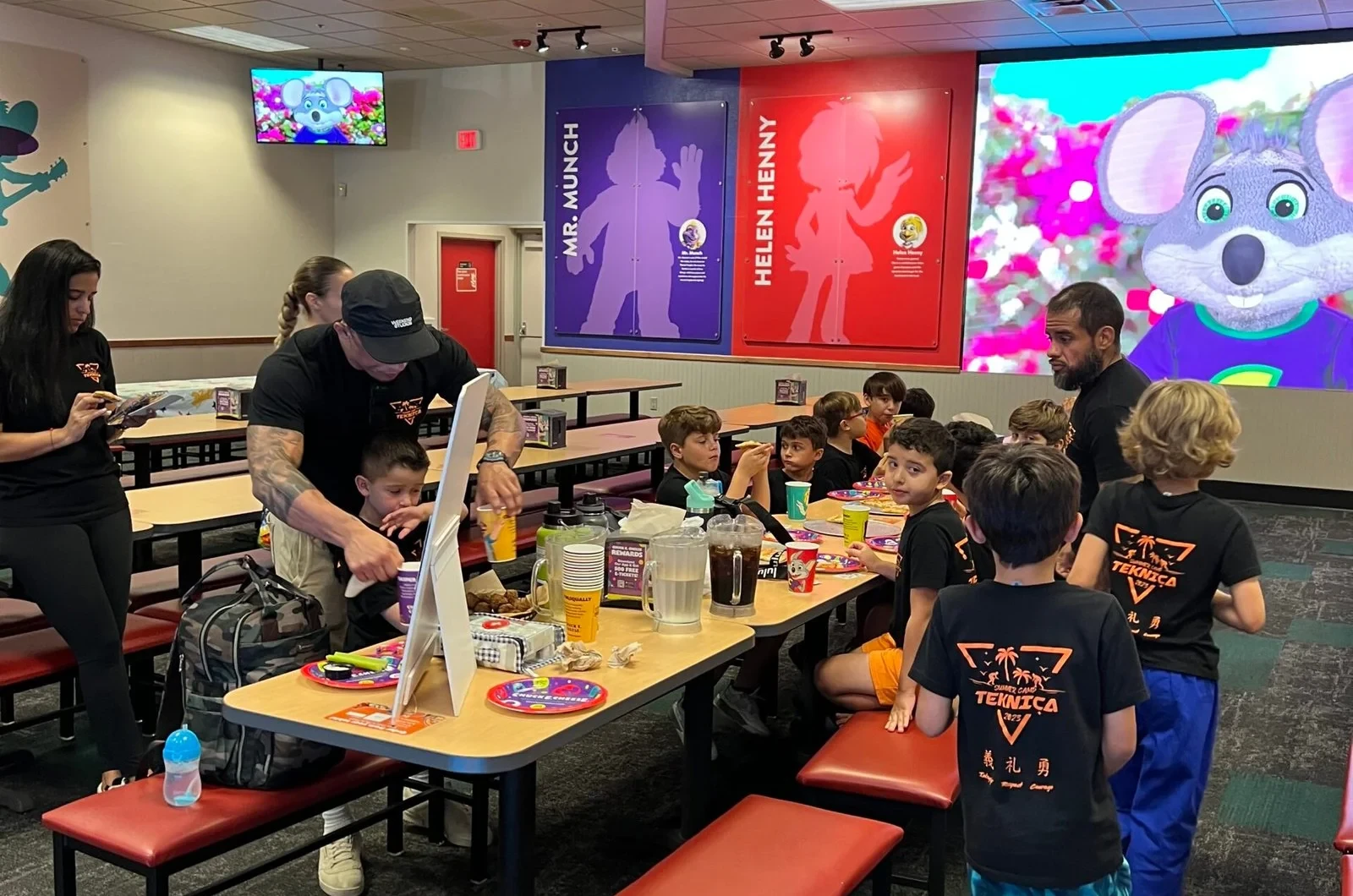 Kids burning off energy at a birthday party